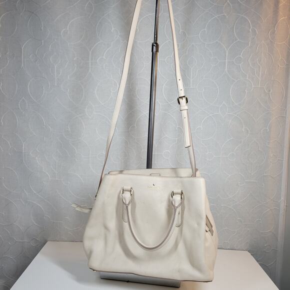 Kate Spade Larchmont Ave Evangelie Satchel Cream‎ Pebbled Leather Crossbody Bag - Picture 15 of 16